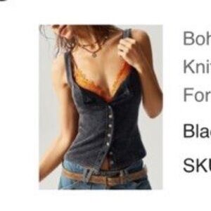 Button-Front Black Pointelle Camisole